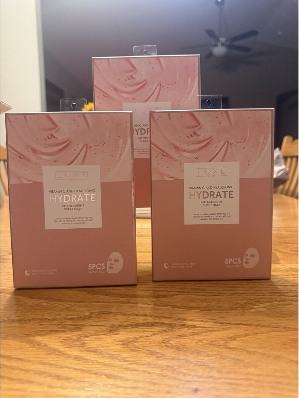 3 Luxe Vitamin C And Hyaluronic Hydrate Intense Night Sheet Mask. Three Boxes.
